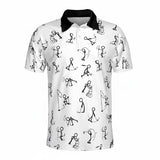 Unisex Golf Polo Shirt - Funny Stickman Pattern Print