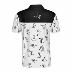 Funny Stick Figure Golf Minimalist Doodle Pattern Novelty Gift Polo Shirt For Men