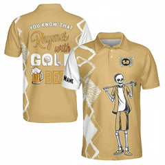Funny Golf Shirt Skeleton Rhymes With Golf Beer Quote Novelty Graphic Polo For Men Dad