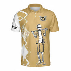 Funny Golf Shirt Skeleton Rhymes With Golf Beer Quote Novelty Graphic Polo For Men Dad