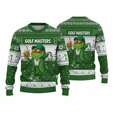 Ugly Christmas Sweater Funny Green Monster Golf Masters Beer 3D All Over Print Sweatshirt For Men Golfer