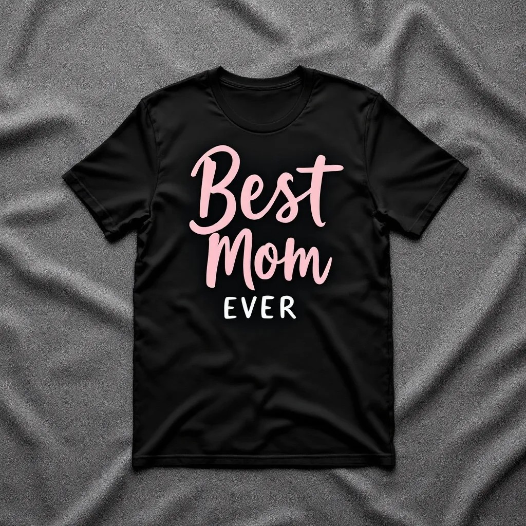Best Mom Ever Tee – Contrast Script Graphic on Black Cotton-Photoroom
