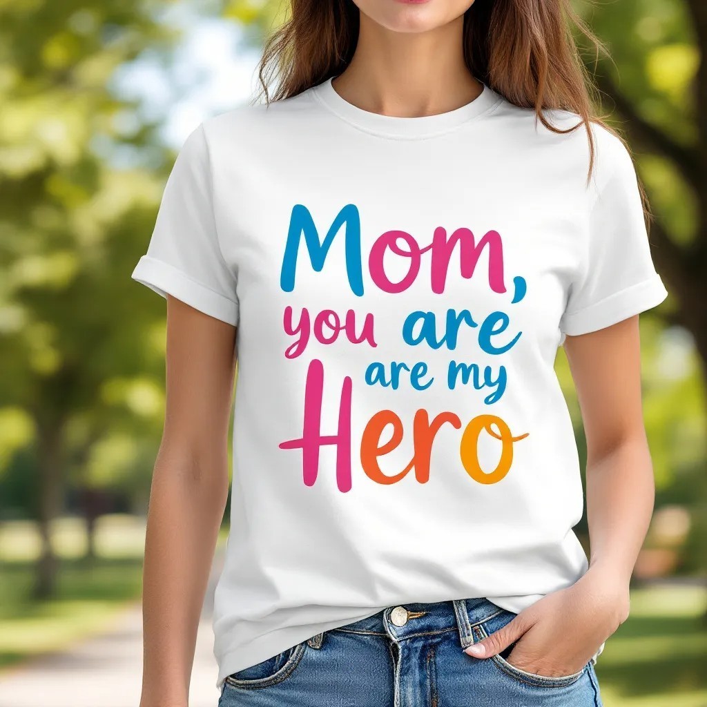 Mom, You Are My Hero Tee – Colorful Block Lettering Mother’s Day Shirt-Photoroom