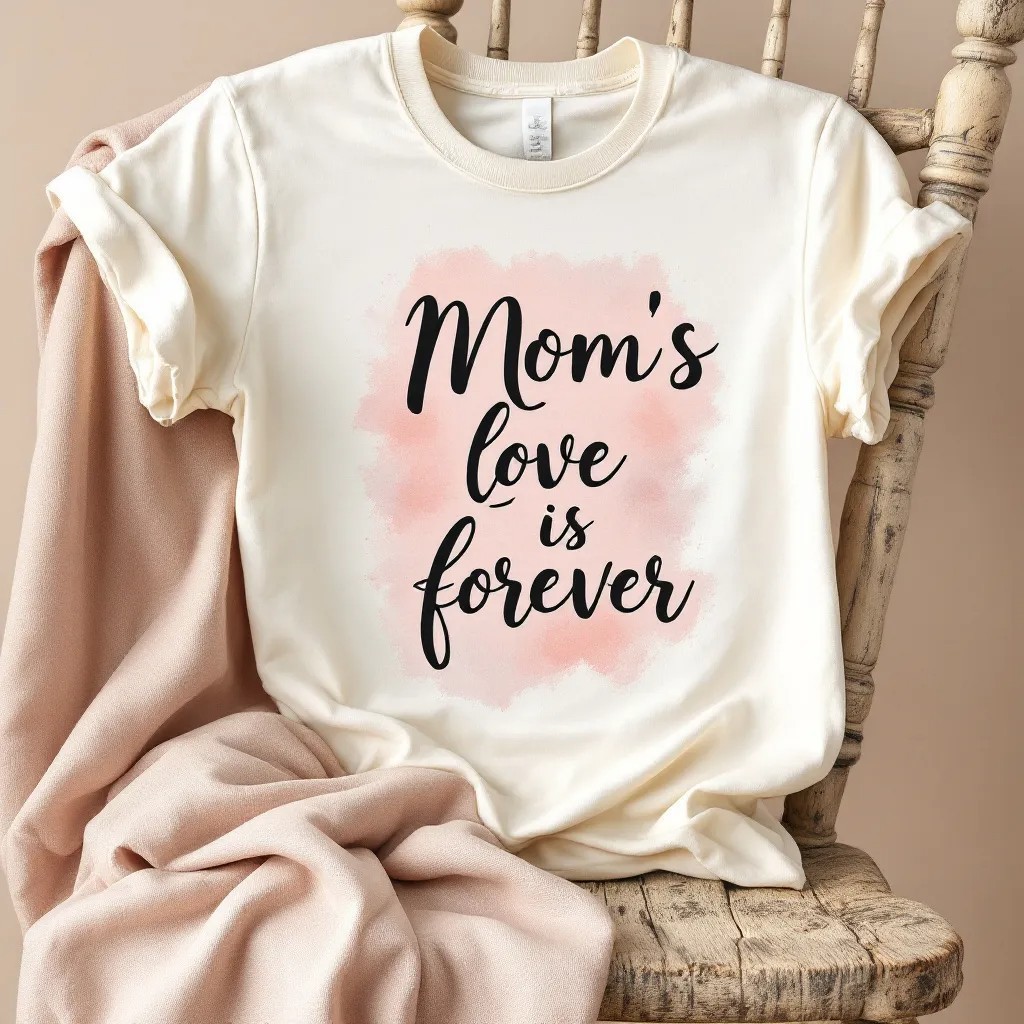 Mom’s Love Is Forever Watercolor Script T-Shirt – Sentimental Mother’s Day Tee-Photoroom