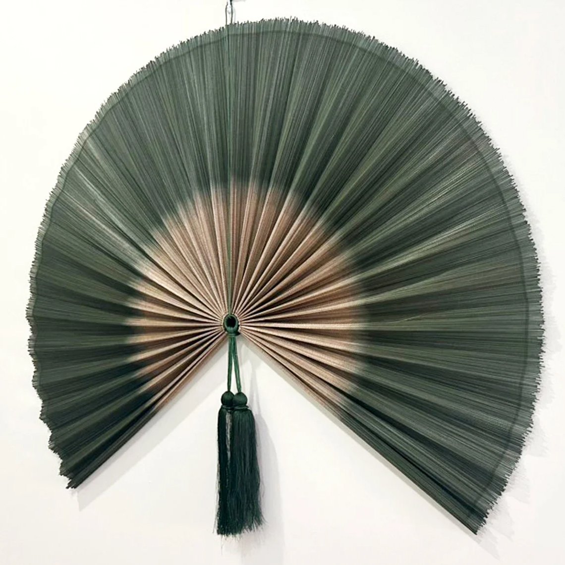 Bamboo Wall Fan Decor Dark Moss Green Large Decorative Folding Fan for Wall Hanging Chumdecor2