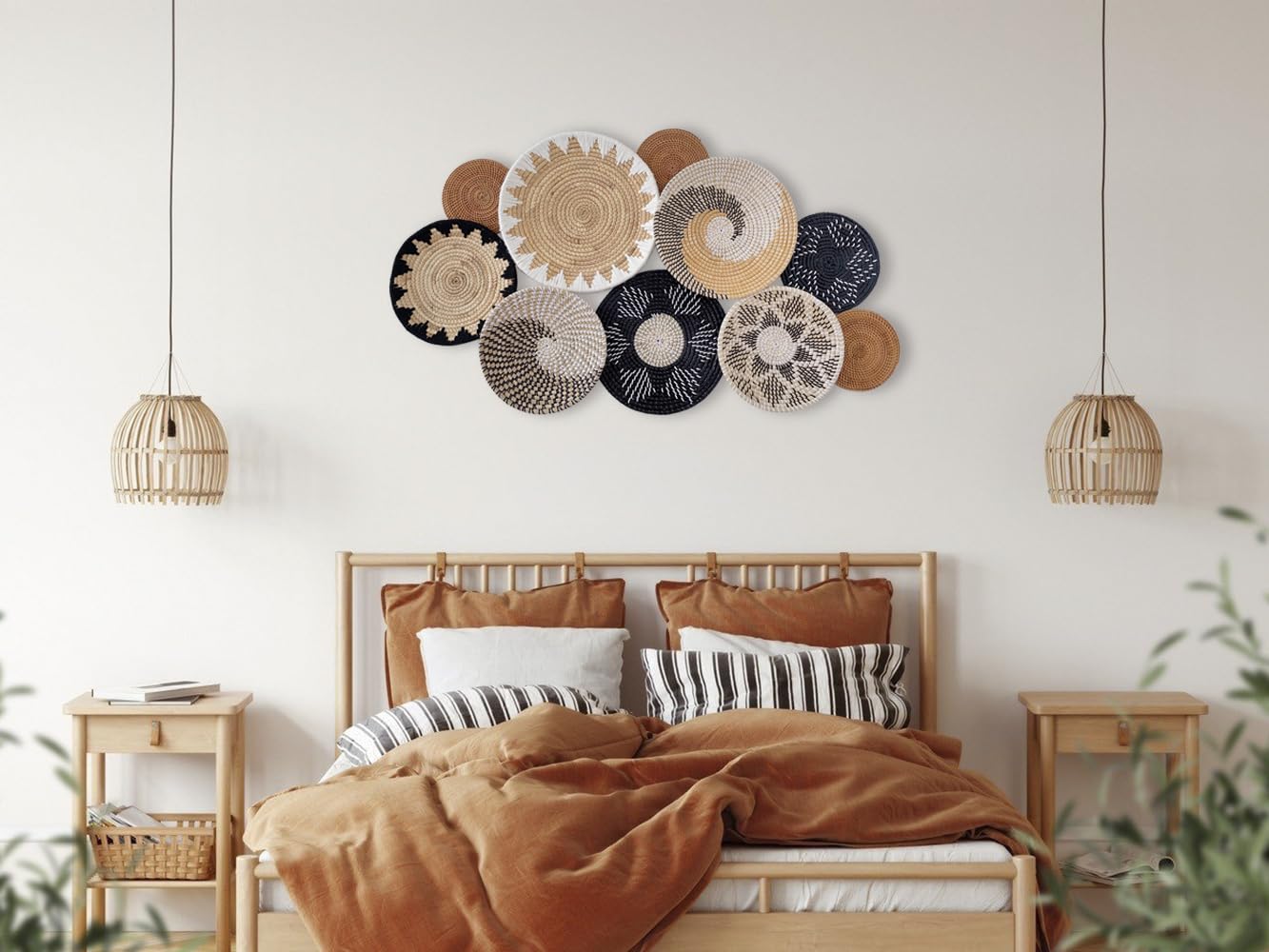 Bold And Balanced Boho Basket Wall Decor Above the Bed Bold And Balanced Boho Basket Wall Decor Above the Bed