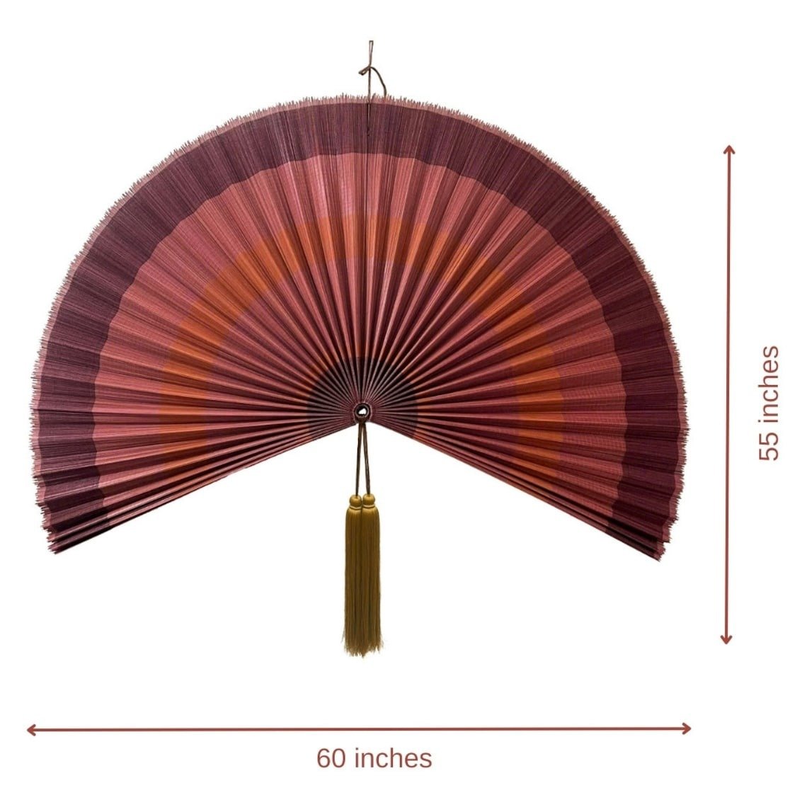 Chumdecor Bamboo Fan Wall Decor Terracotta Color Fan Headboard Giant Wall Fan Folding Fan Over Bed Decor Japanese Fan1