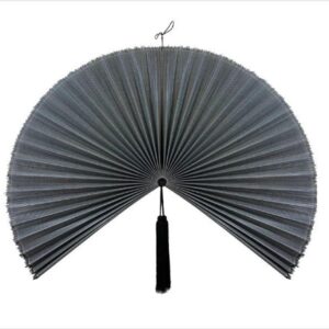 Chumdecor Dark Grey Bamboo Wall Fan Large Wicker Folding Fan Headboard Boho Over Bed Wall Decor