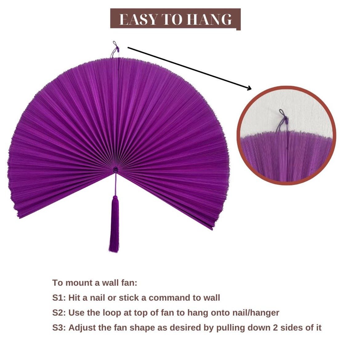 Chumdecor Giant Bamboo Wall Fan in Purple Folding Fan Headboard Japanese Decorative Wall Fan for Bedroom or Living Room1