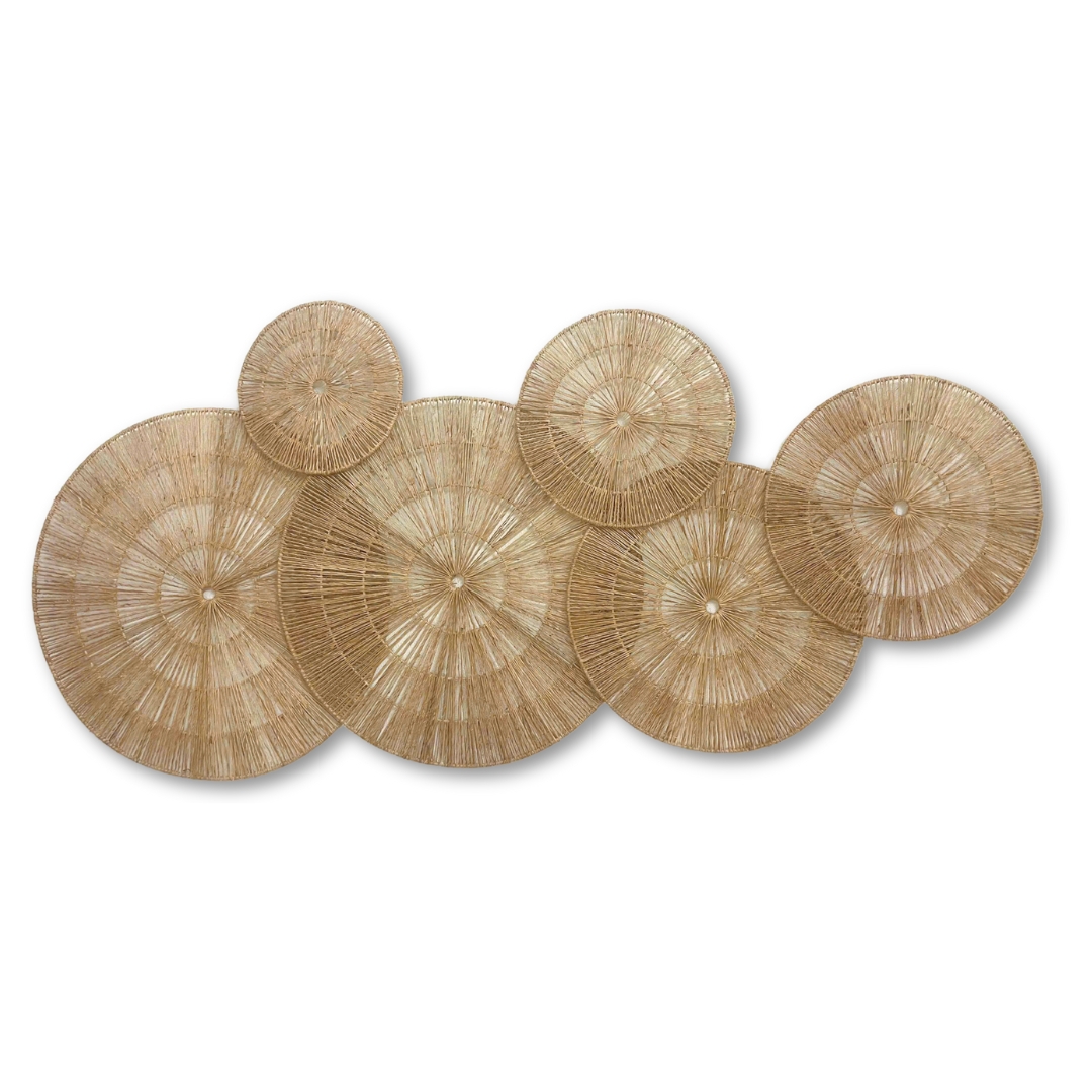Large Jute Wall Decor Set of 6 Handwoven Boho Art Style